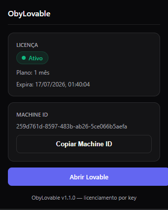 ObyLovable - Licença Ativa